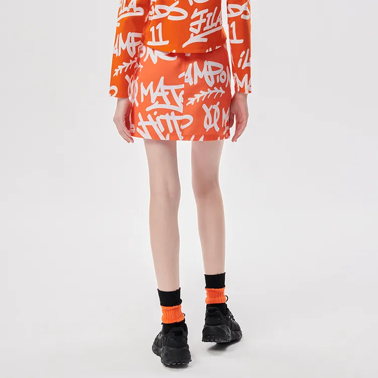 FILA FUSION Casual Short Skirts Women's Persimmon Orange-3