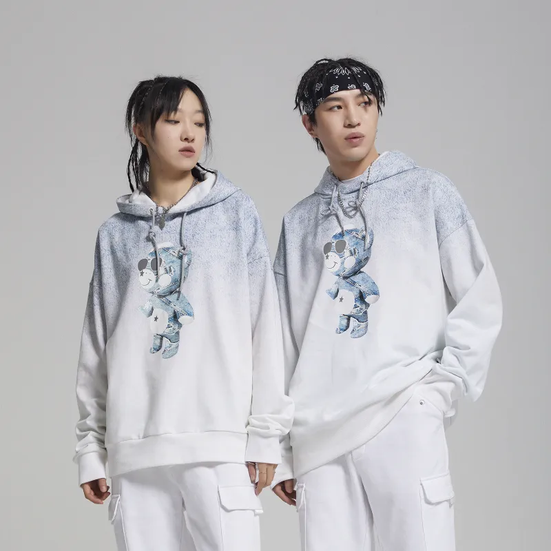 Thankque Hooded Loose Fit Sweatshirt Unisex White-4