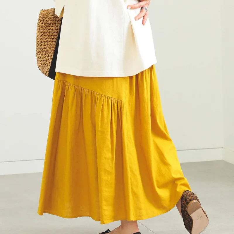 Beams Casual Long Skirts Women's Mustard-3
