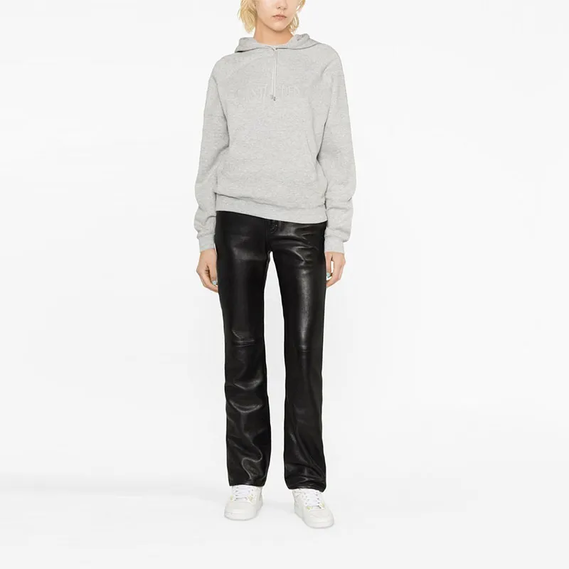 SAINT LAURENT Logo Embroidered Drawstring Hoodie-1