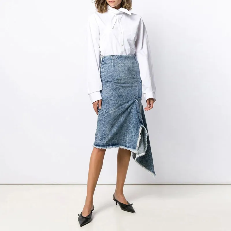 Balenciaga Denim Short Skirts Women's Blue-1