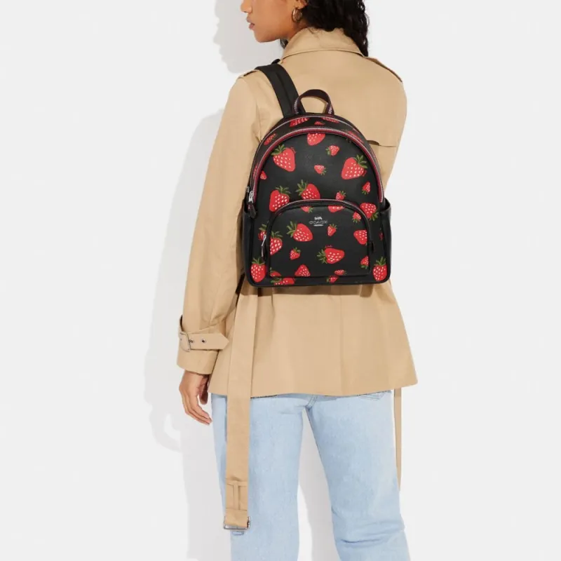 COACH Court Cow Leather Backpack Medium Size Women's Black-3