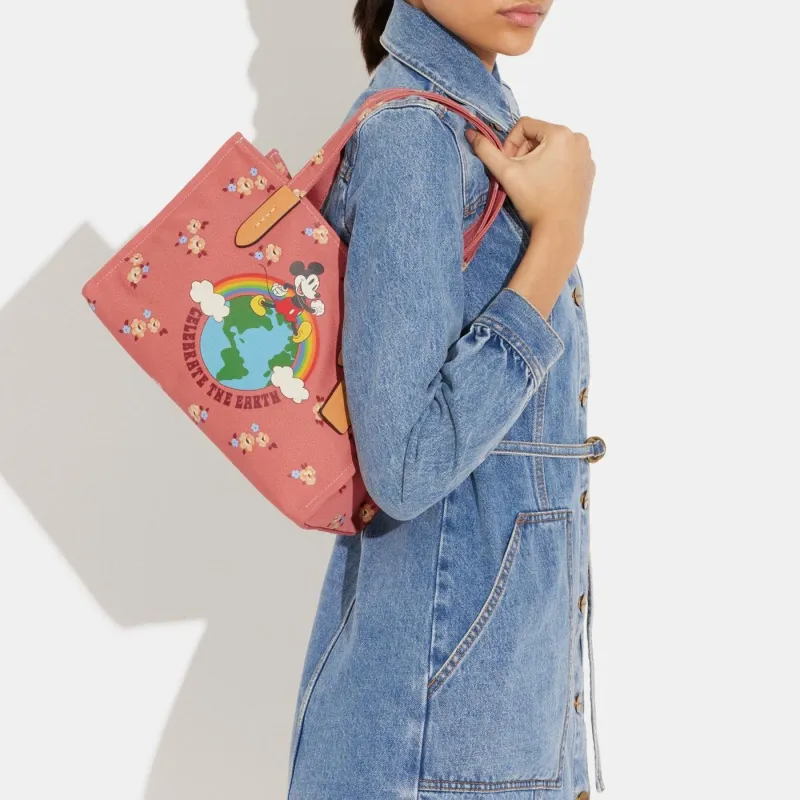 COACH Disney, Collaboration Recycled Tote Fabric Shoulder Bag, Crossbody Bag, Handbag Regular Women's Coral-3