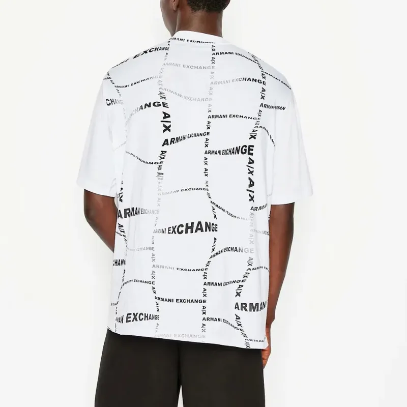 ARMANI EXCHANGEAE Letter Print Crew Neck Short Sleeved T Shirt T Shirt Men's White-2