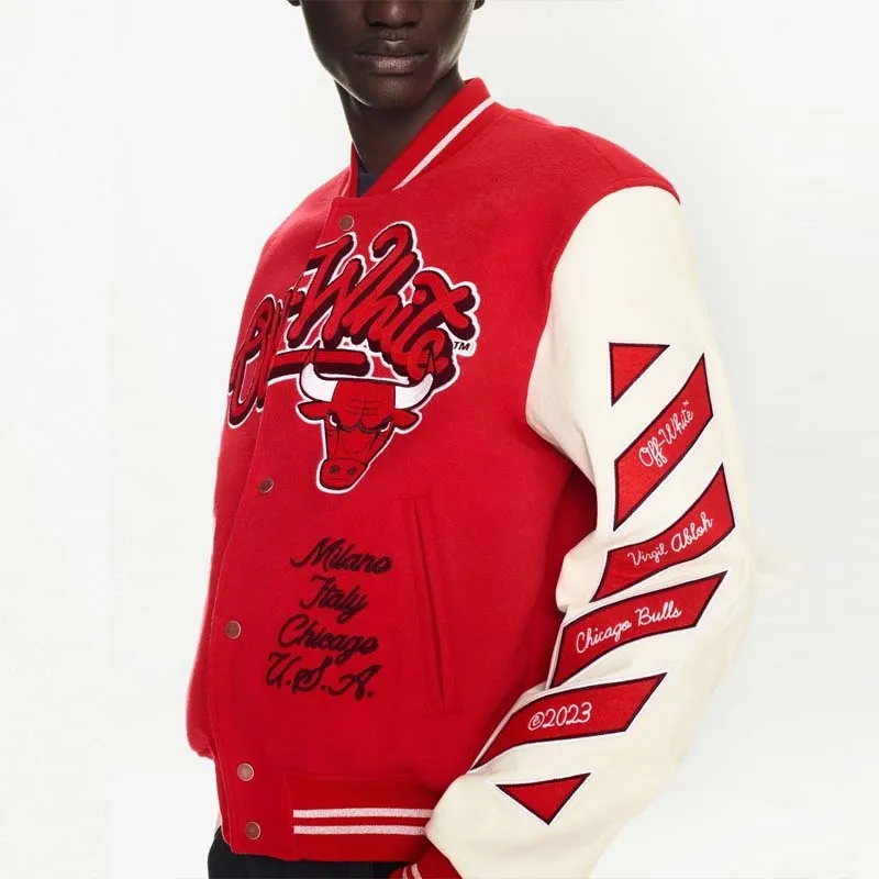 OFF WHITE C/O Chicago Bulls Varsity Jacket-3