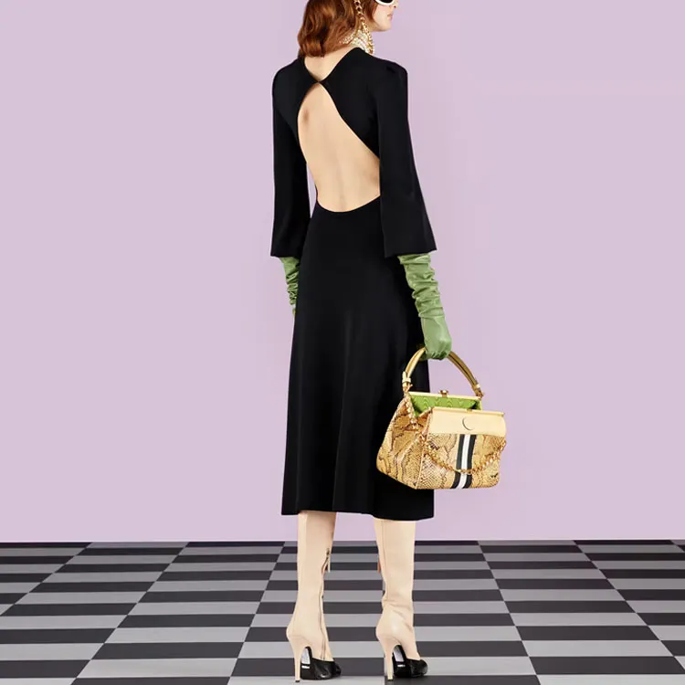 GUCCI Women's Backless Dress Black-2