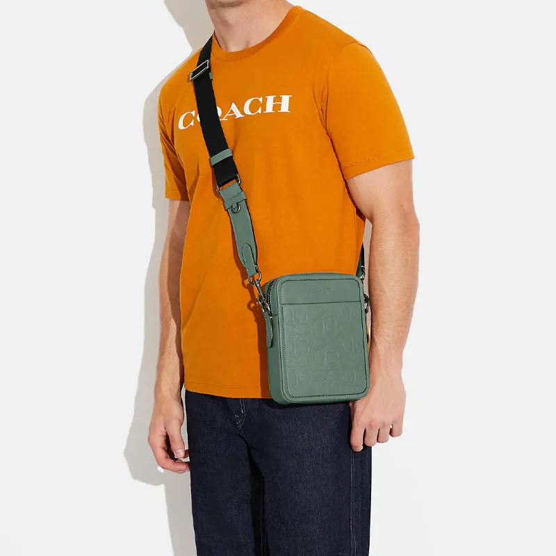 COACH Sullivan Cow Leather Camera Bag Shoulder Bag Crossbody Bag Small Size Men's Green-3