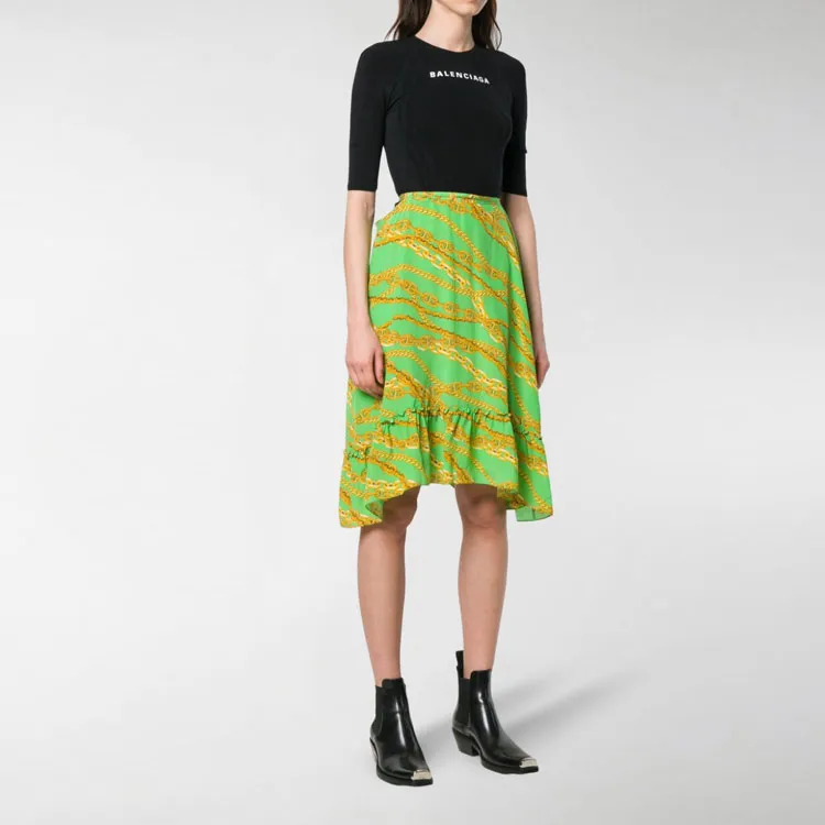 Balenciaga Chain Print Dress 'Green/Black'-4