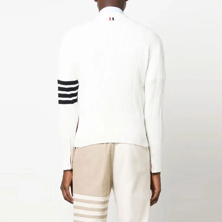 THOM BROWNE 4 Bar Stripe Cable knit Cardigan-2