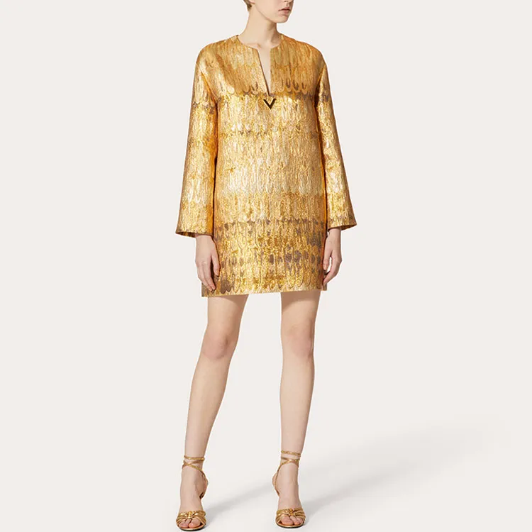 Valentino Long-Sleeved Dresses Women's Gold-1