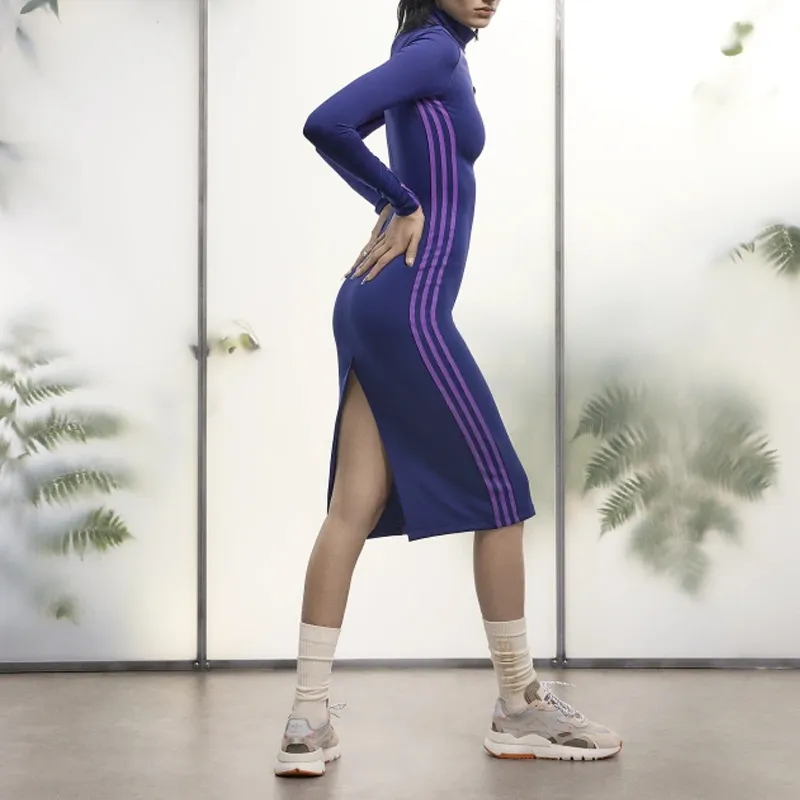 Adidas Long Sleeved Dresses Women's Blue-4