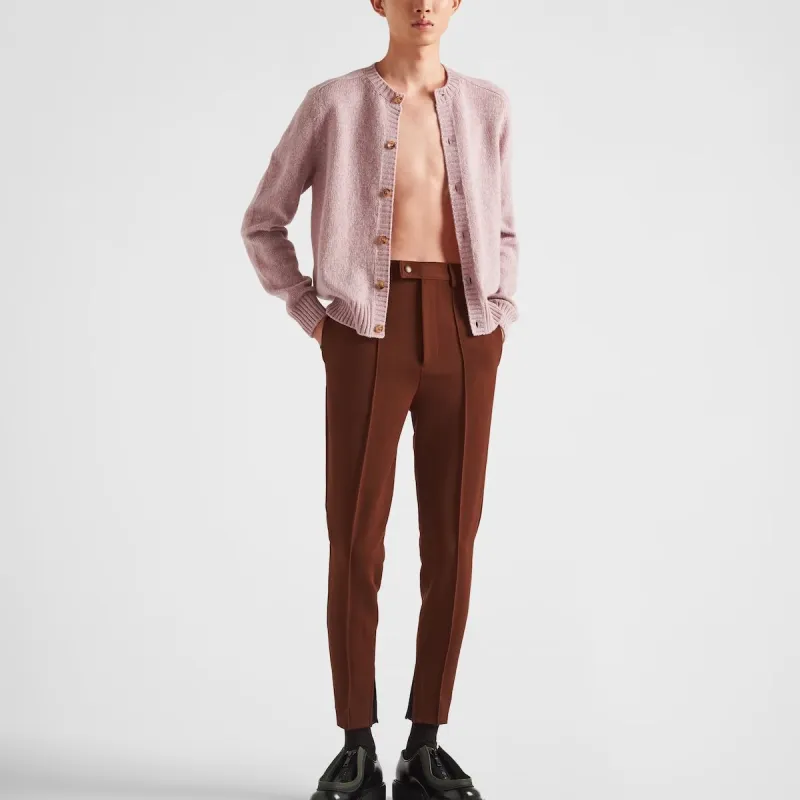 PRADA High Waist Tapered Leg Trousers-3