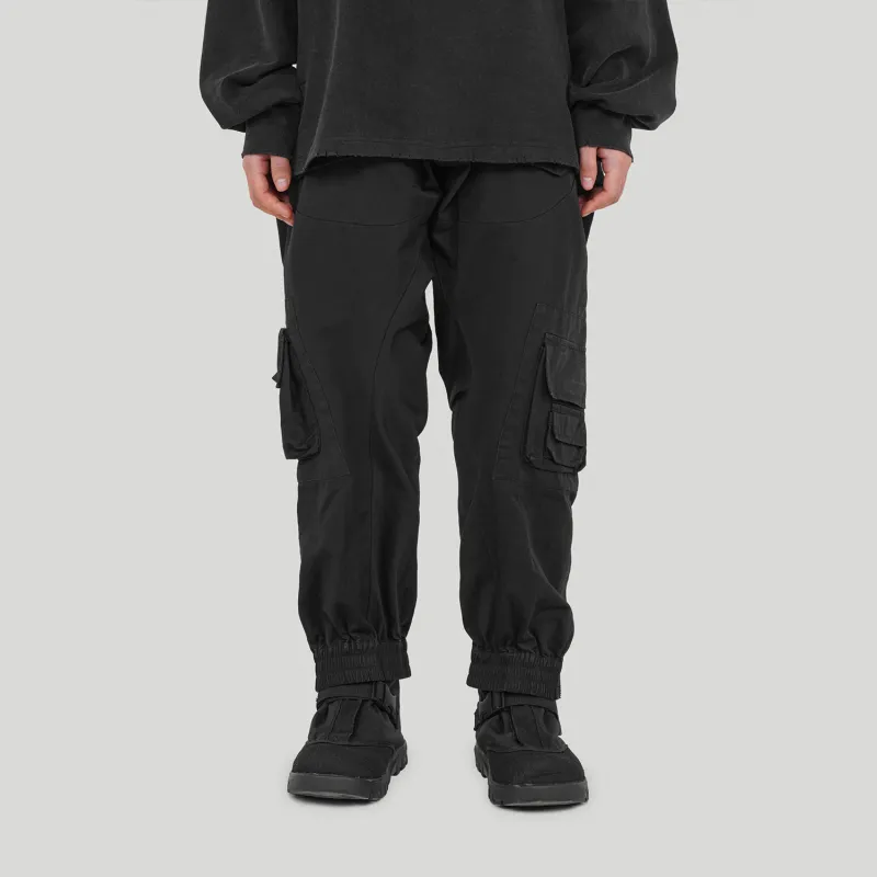 UNDERWATER Baggy Pants Moderate Casual Pants Unisex Washed Black-2