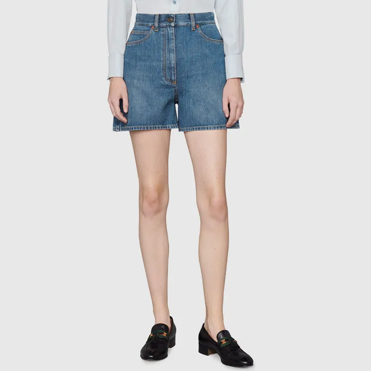 GUCCI Horsebit detail Denim Shorts-1