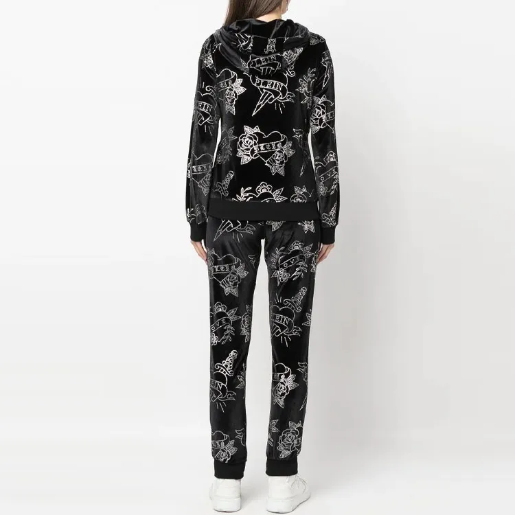 PHILIPP PLEIN Heart Velvet Tracksuit Set-1