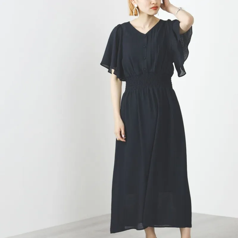 Beams Short Sleeved Dresses Women's Marine Blue-1