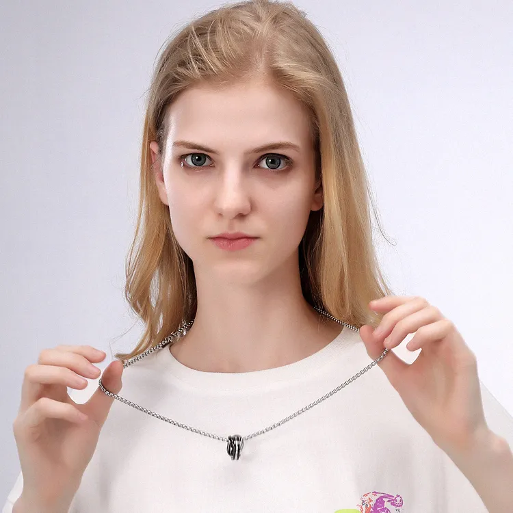 GENANX Necklaces Unisex Silver White-7