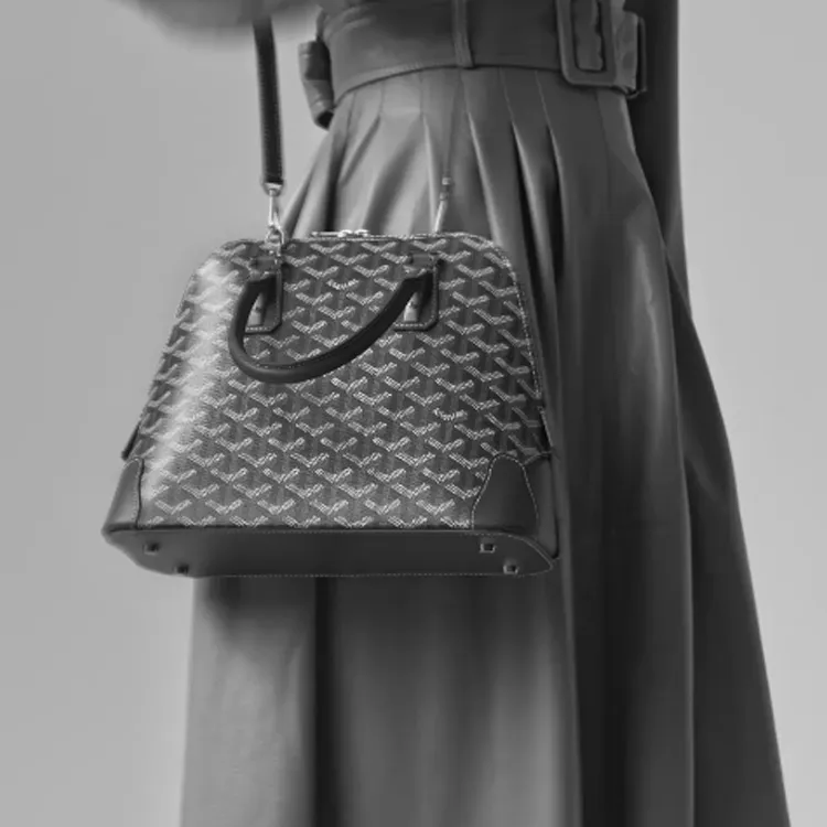 GOYARD Vendôme Canvas With Leather Shoulder Bag Crossbody Bag Handbags Small Size Unisex Brown-6