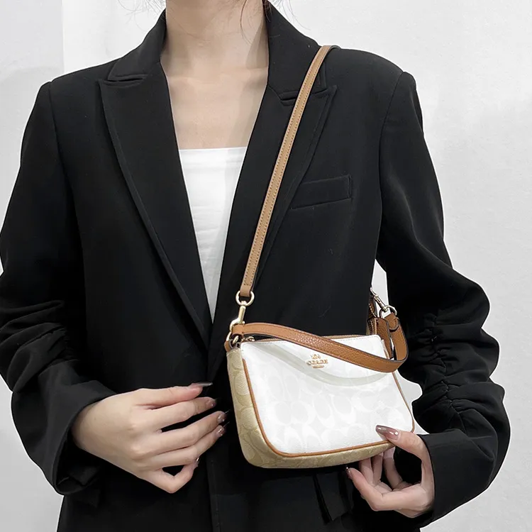 Luxury Care Artisan Workshop Microfiber Leather Crossbody Shoulder Bag Replaceable Chain Strap Women's Milk Tea Beige-7