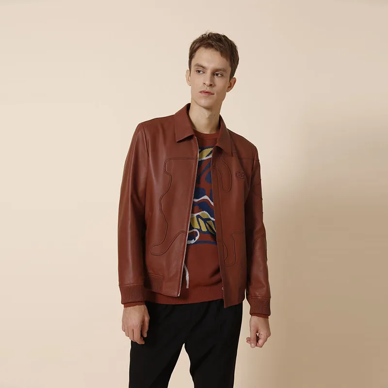 RARE Leather Jackets Men Red-3