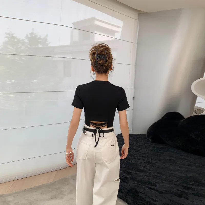MacyMccoy Crop Tops Women's Black-2