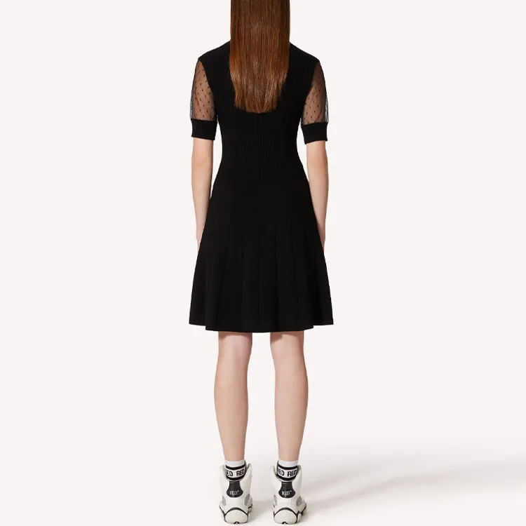 RED VALENTINO Short Sleeved Dresses Women's Black-3