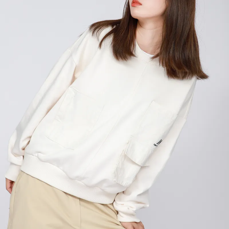 New Balance Crew Neck Loose Fit Sweatshirt Fall And Winter Spring Women's Ivory-6