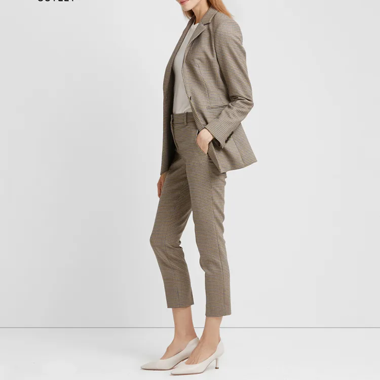 THEORY Casual Pants Women's Plaid Khaki-1