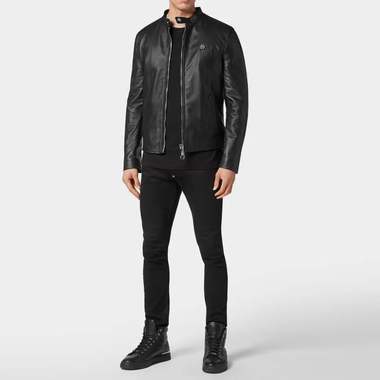 PHILIPP PLEIN Logo Zipped Biker Jacket-1