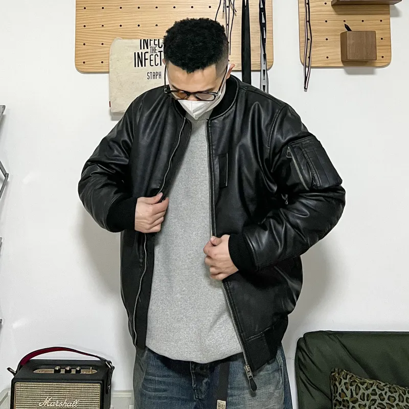 VIP Solid Color Baseball Collar Loose Fit Thickened Puffer Jacket Men's Black-5