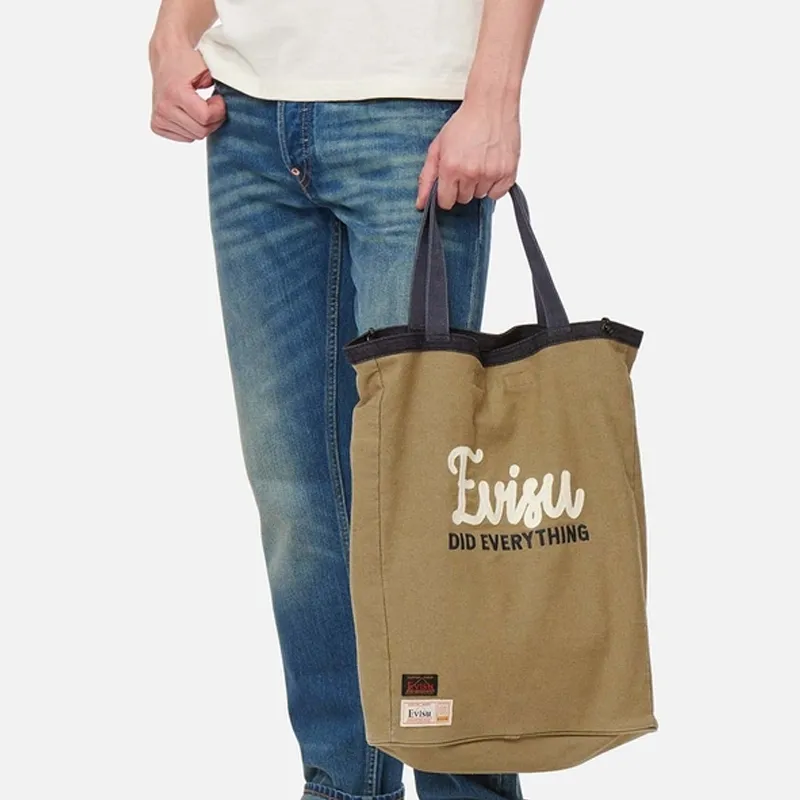 EVISU Canvas Portable Crossbody Canvas Bag Shoulder Bag Regular Men's Khaki-4