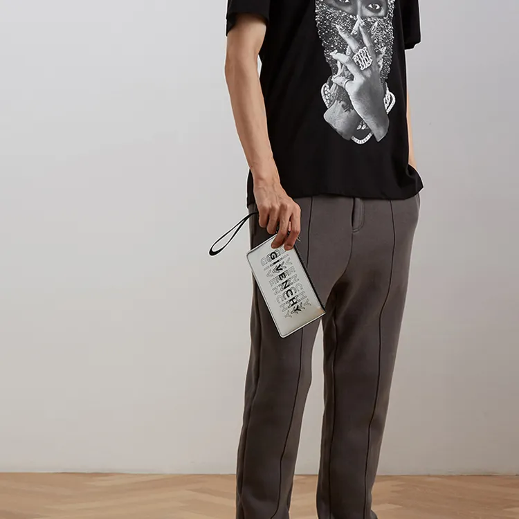 GIVENCHY Lambskin Clutch Men's Silver-4