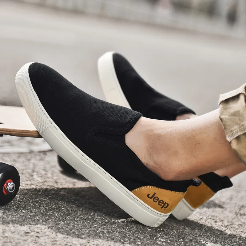 Jeep Cushioning Rebound Abrasion Resistant Lightweight Breathable Slip Resistant Low Top Casual Shoes Men's Black-6