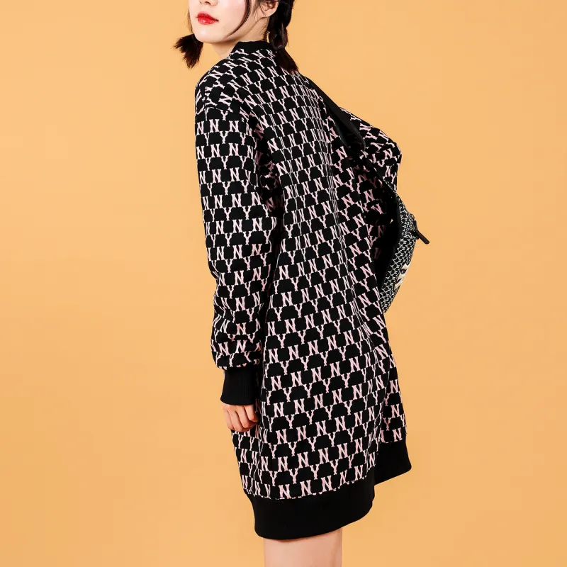 MLB Old Flower Long Sleeved Dresses Women's Black-2