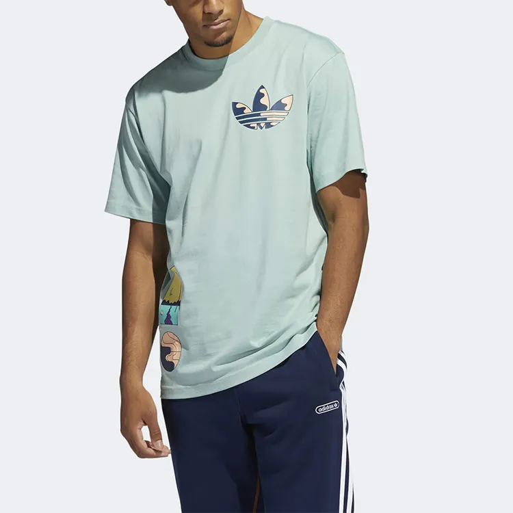 Adidas Originals T Shirt Men's Gray Green-2