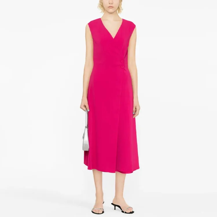 PINKO SS23 Sleeveless Dress Women's Fuchsia-1
