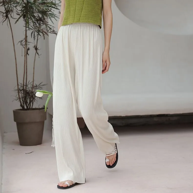 Migu Casual Pants Women's Almond Milk Apricot-2