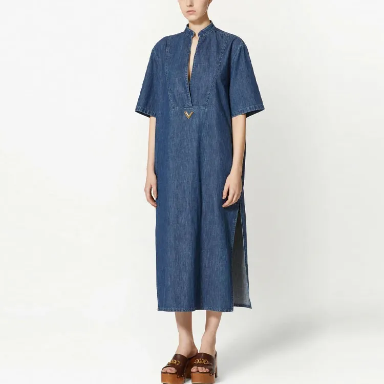 Valentino Short Sleeved Dress Women's Denim Blue-2