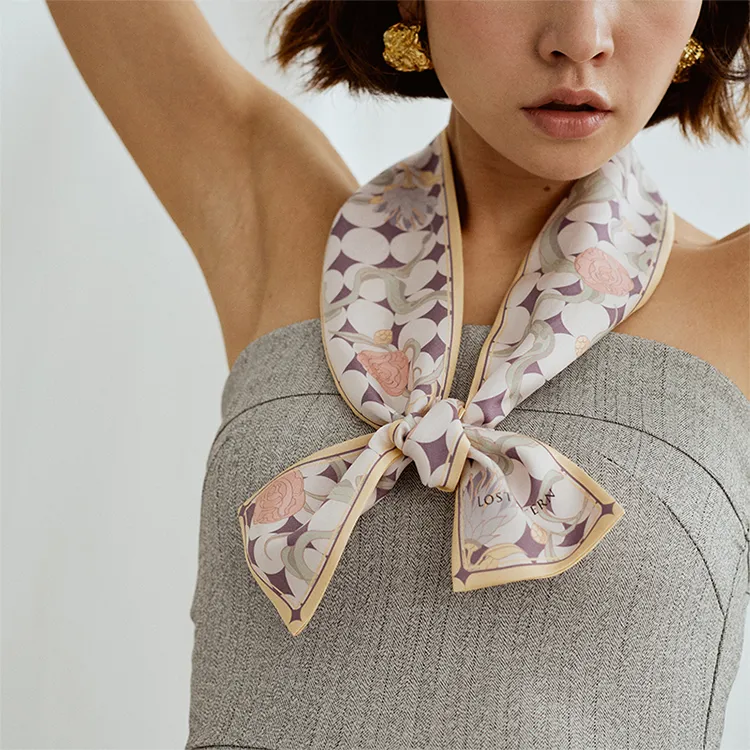 LOST PATTERN Silk Scarves Women's-2