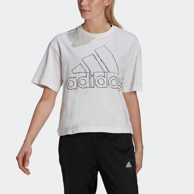 Adidas Set in Sleeve T Shirt Women's White-2