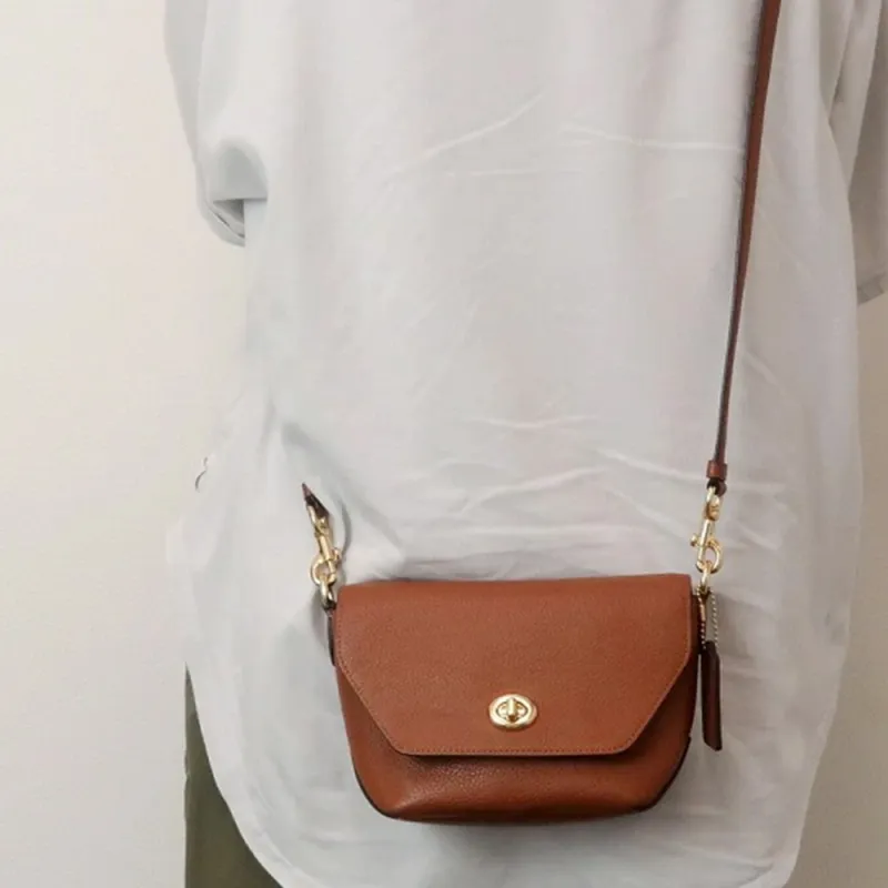 COACH Karlee Leather Crossbody Bag, Shoulder Bag Trumpets Women's Brown-4