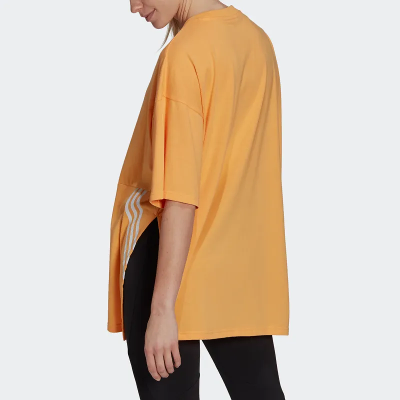 Adidas Drop Shoulder Sleeve T Shirt Women's Orange-2