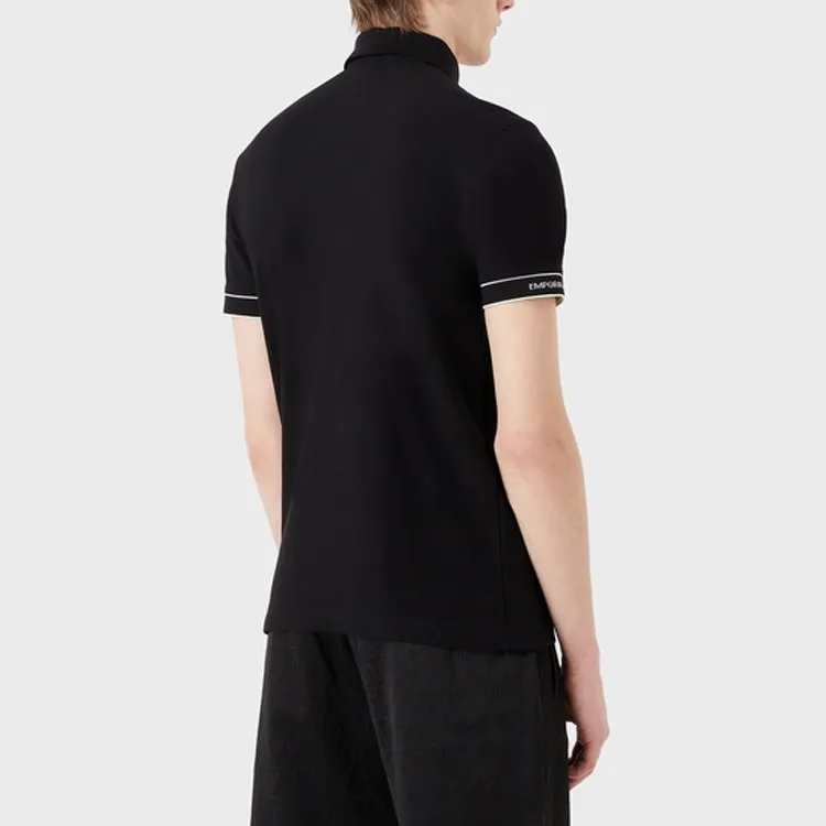 EMPORIO ARMANI Polo Shirt Men's Black With White Logo-4
