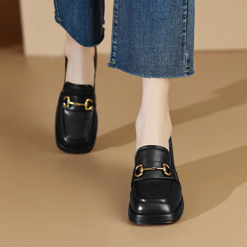 CAMEIDO Chunky Heel High Heels 6.5cm Women's Black-3