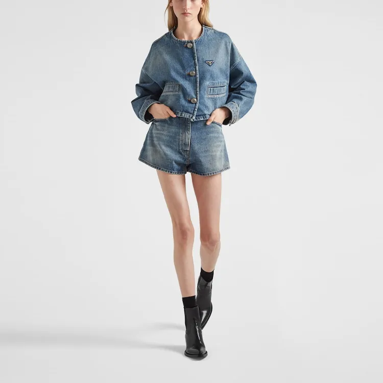 PRADA Triangle logo Denim Blouson Jacket-1