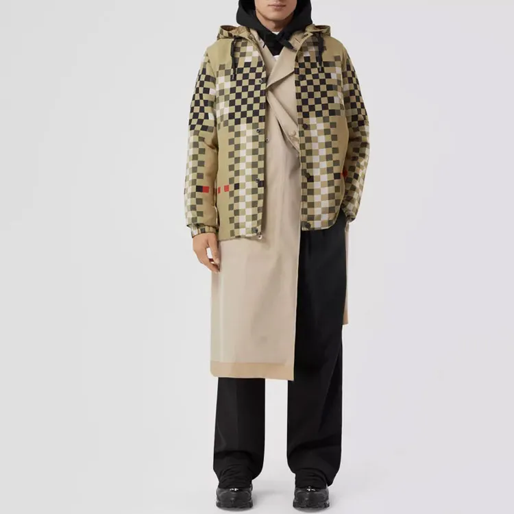Burberry Pixel Check Hooded Drawstring Jacket-3