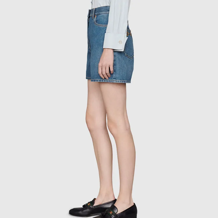 GUCCI Horsebit detail Denim Shorts-3