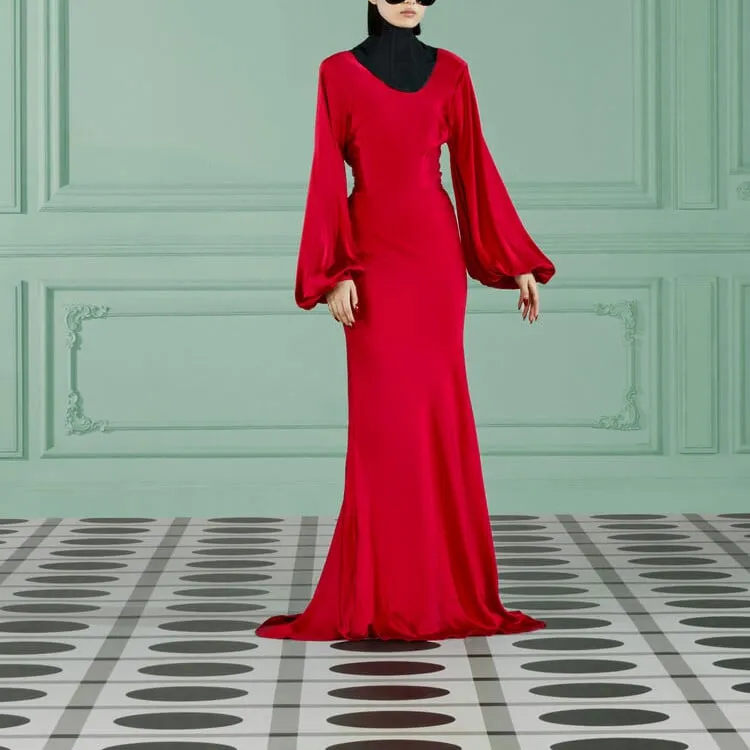 GUCCI Long-Sleeved Dresses Women's Red-4