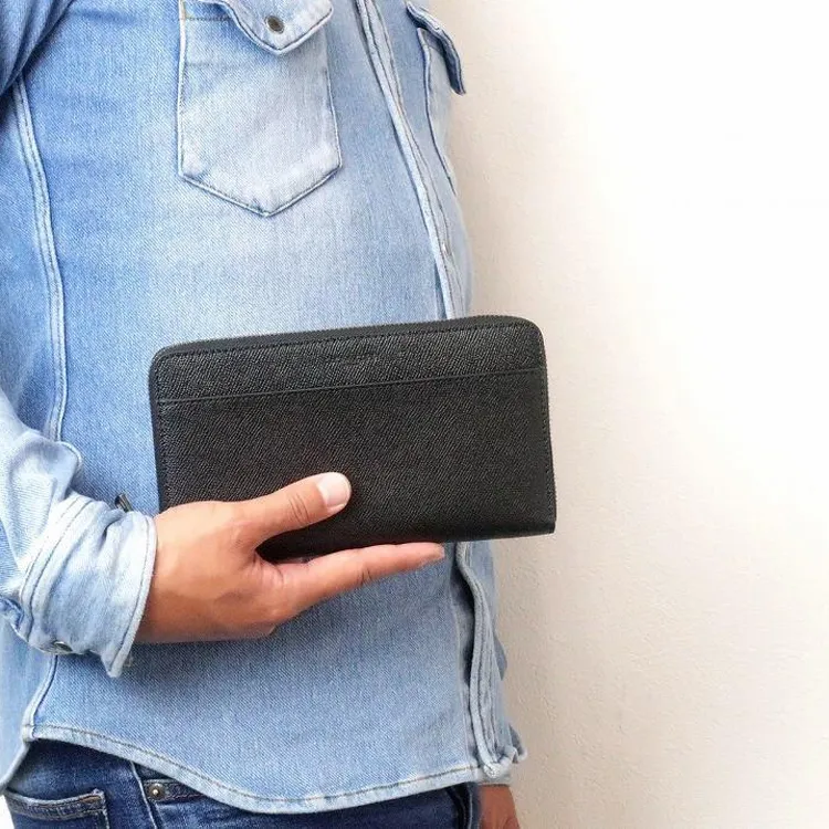 COACH Leather Wallet Clutch Tubas Men's Black-4
