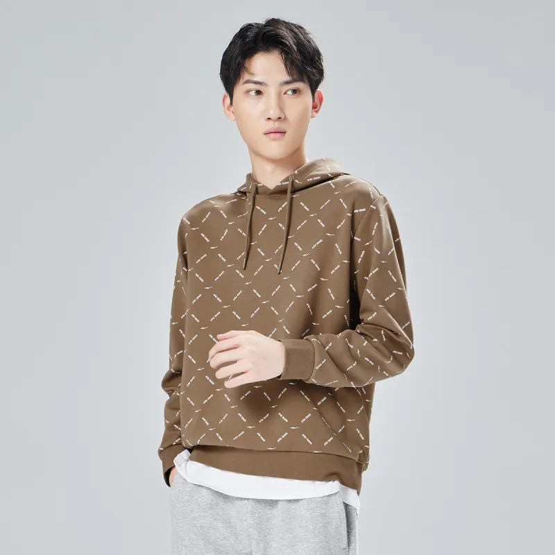 Erke Hooded Loose Fit Regular Sweatshirt Spring Autumn And Winter Men's Latte Brown-2